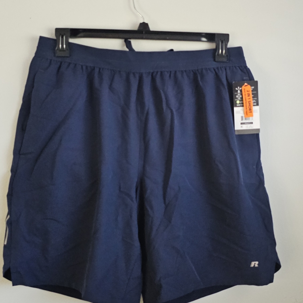 Russell Men's Active 2-in-1 Woven Shorts with Liner Large